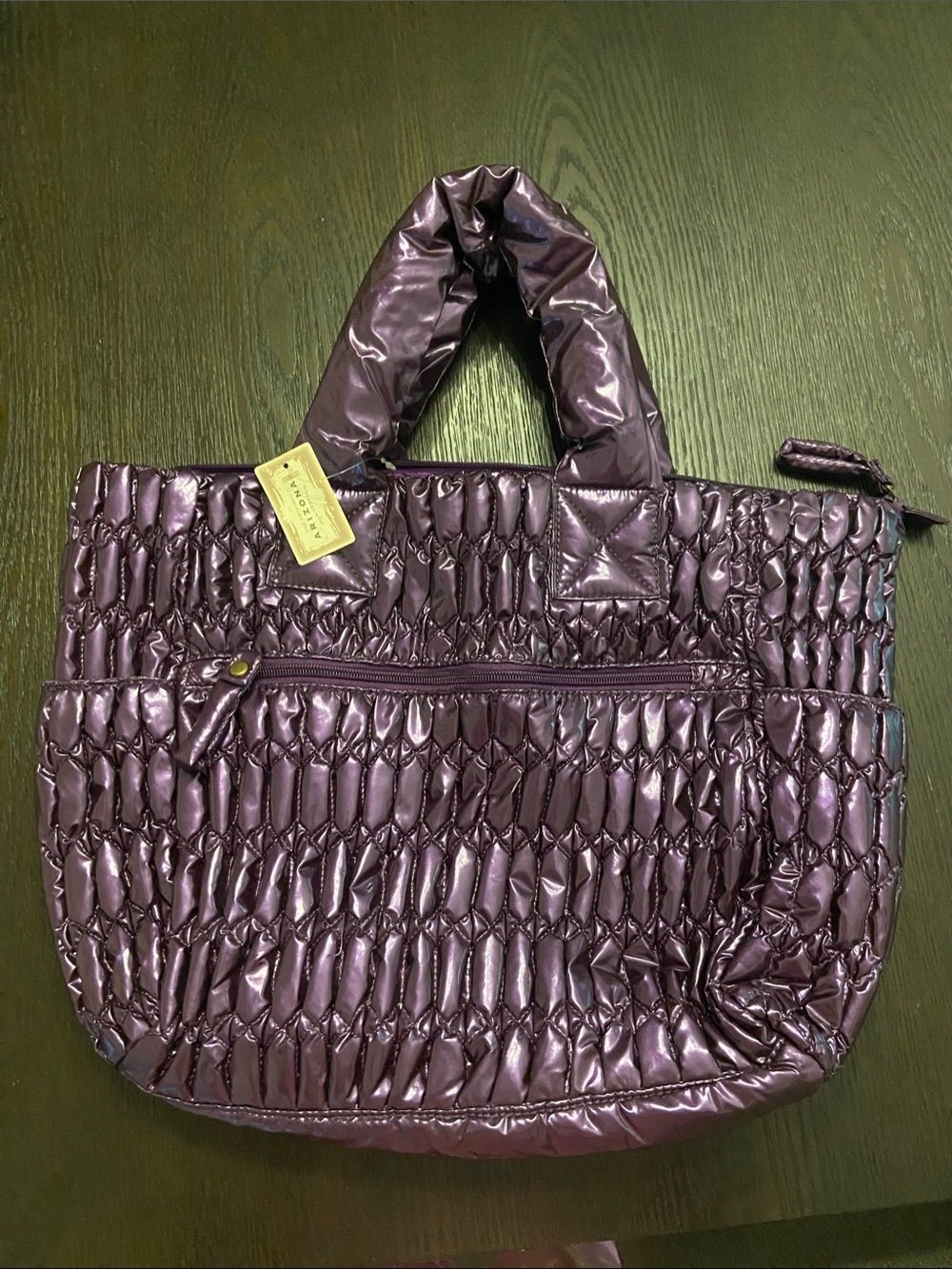 Arizona Jean Company Quilted Metallic Plum Tote